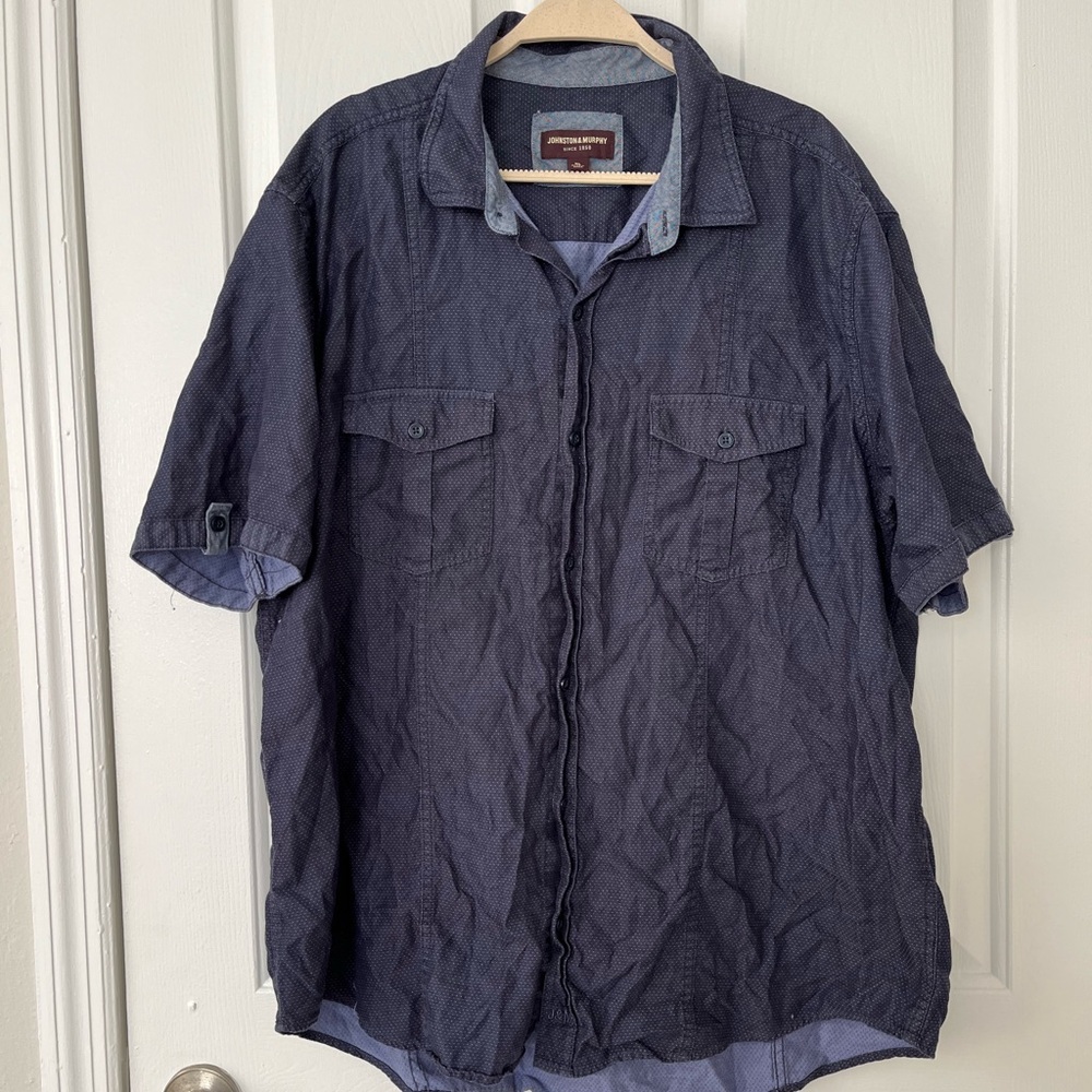 Johnston & Murphy Navy Casual Button Down Shirt